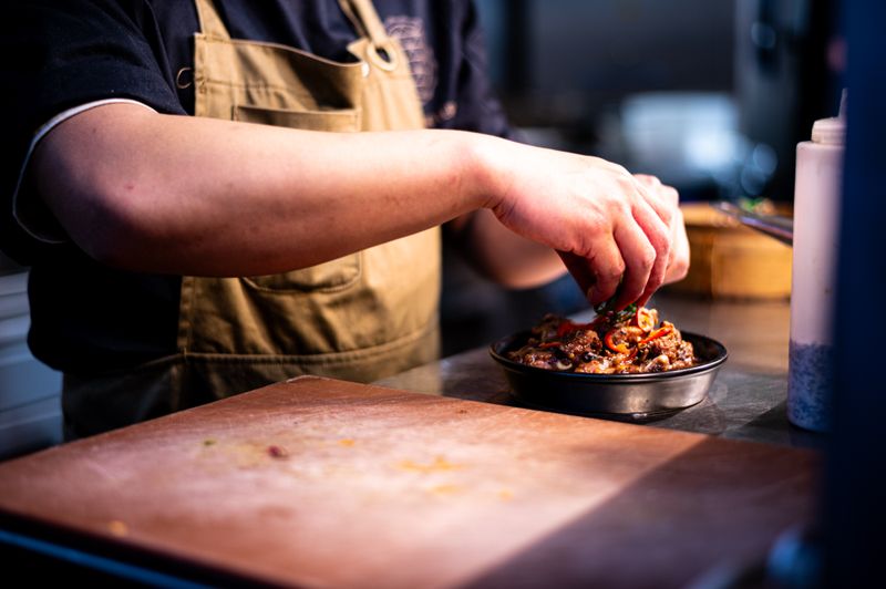 Fresh food preparation at Costa Vida
